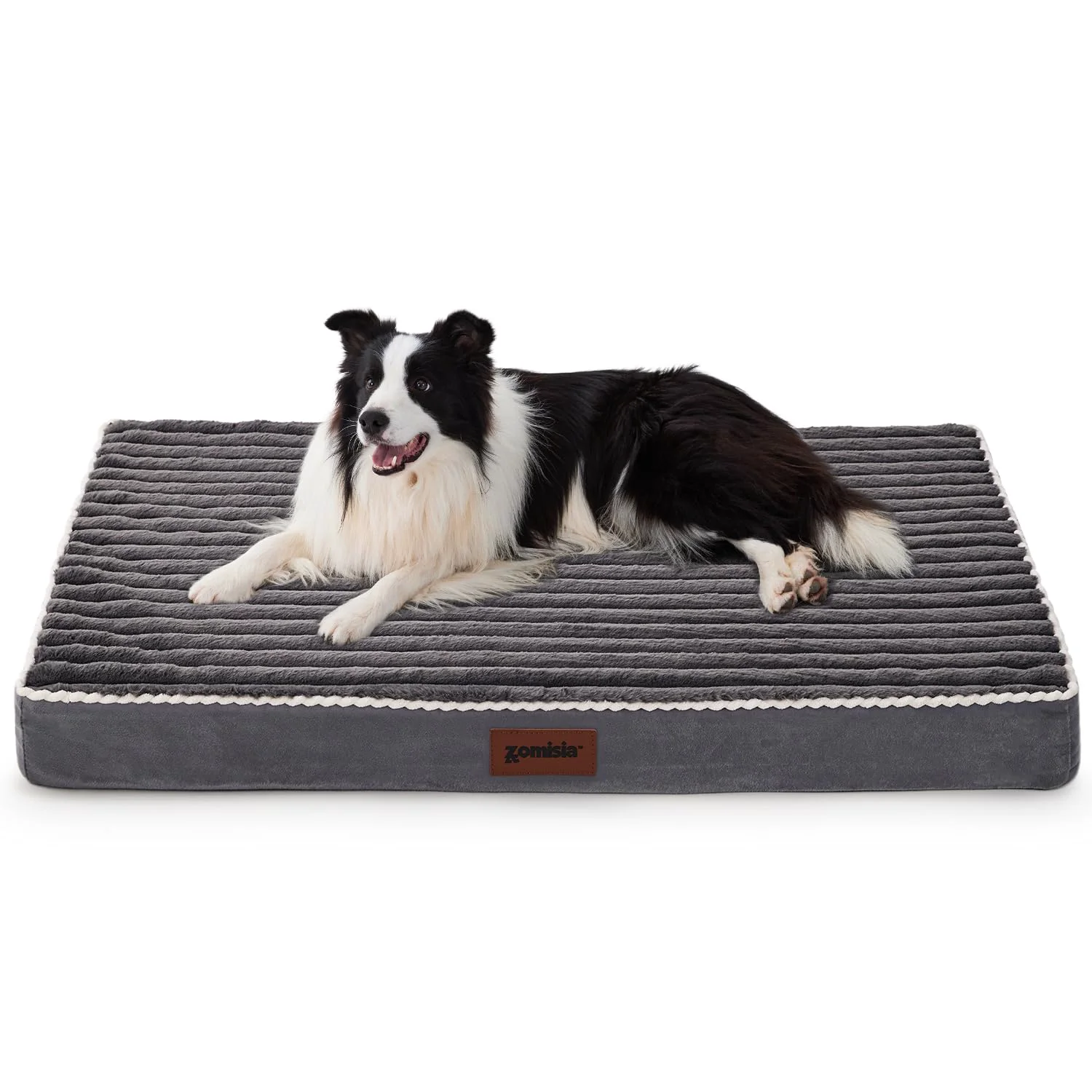 Soft ZOMISIA XL Dog Crate Bed for Extra Large Dogs – Waterproof Kennel Bed 42-Inch Fit Removable Corduroy Cover Orthopedic Egg-Crate Foam Grey Enhanced