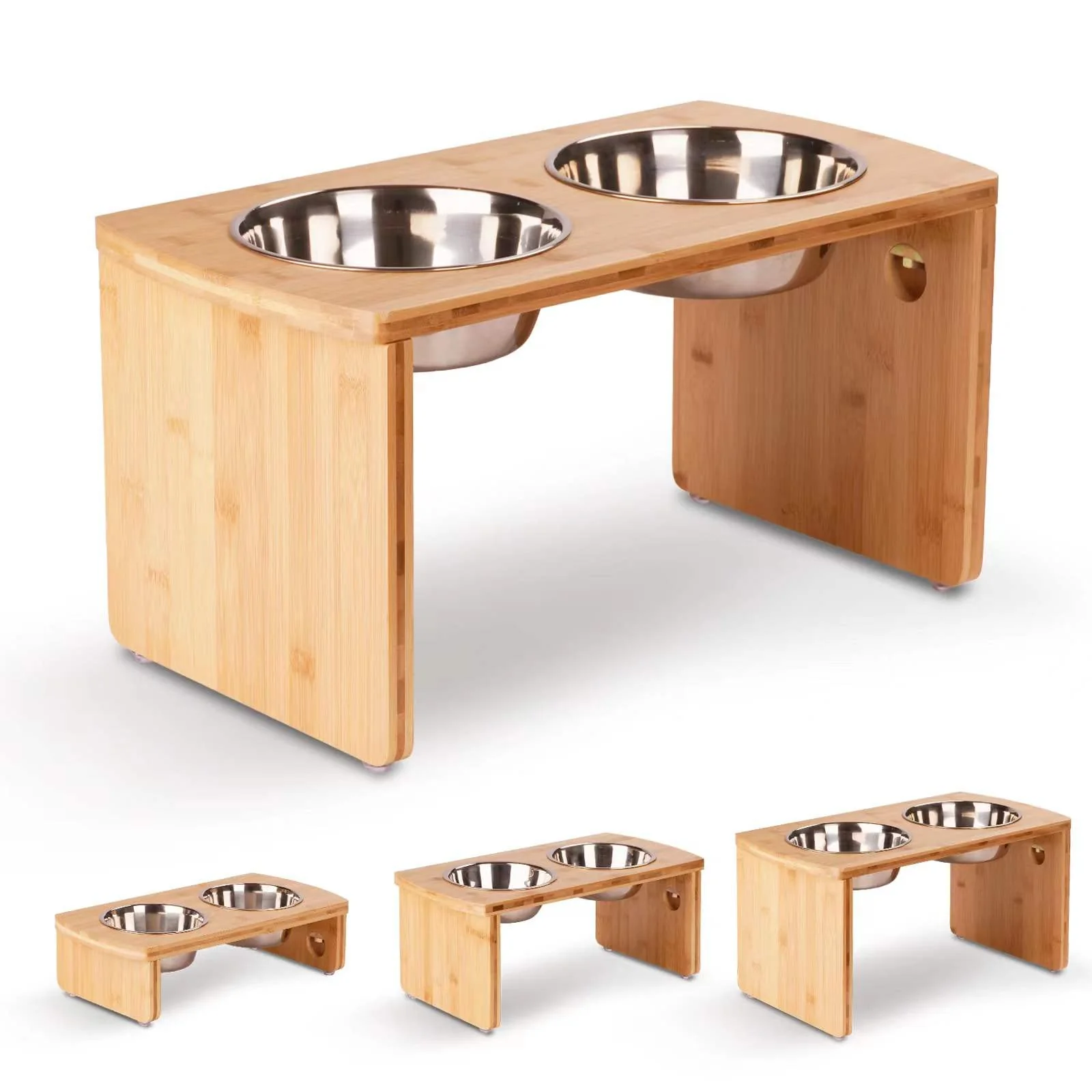 Reliable JOYOPAW d Dog Bowls — Bamboo Raised Stand with 2 Stainless Steel Bowls 10-inch Tall for Medium and Large Dogs Selected