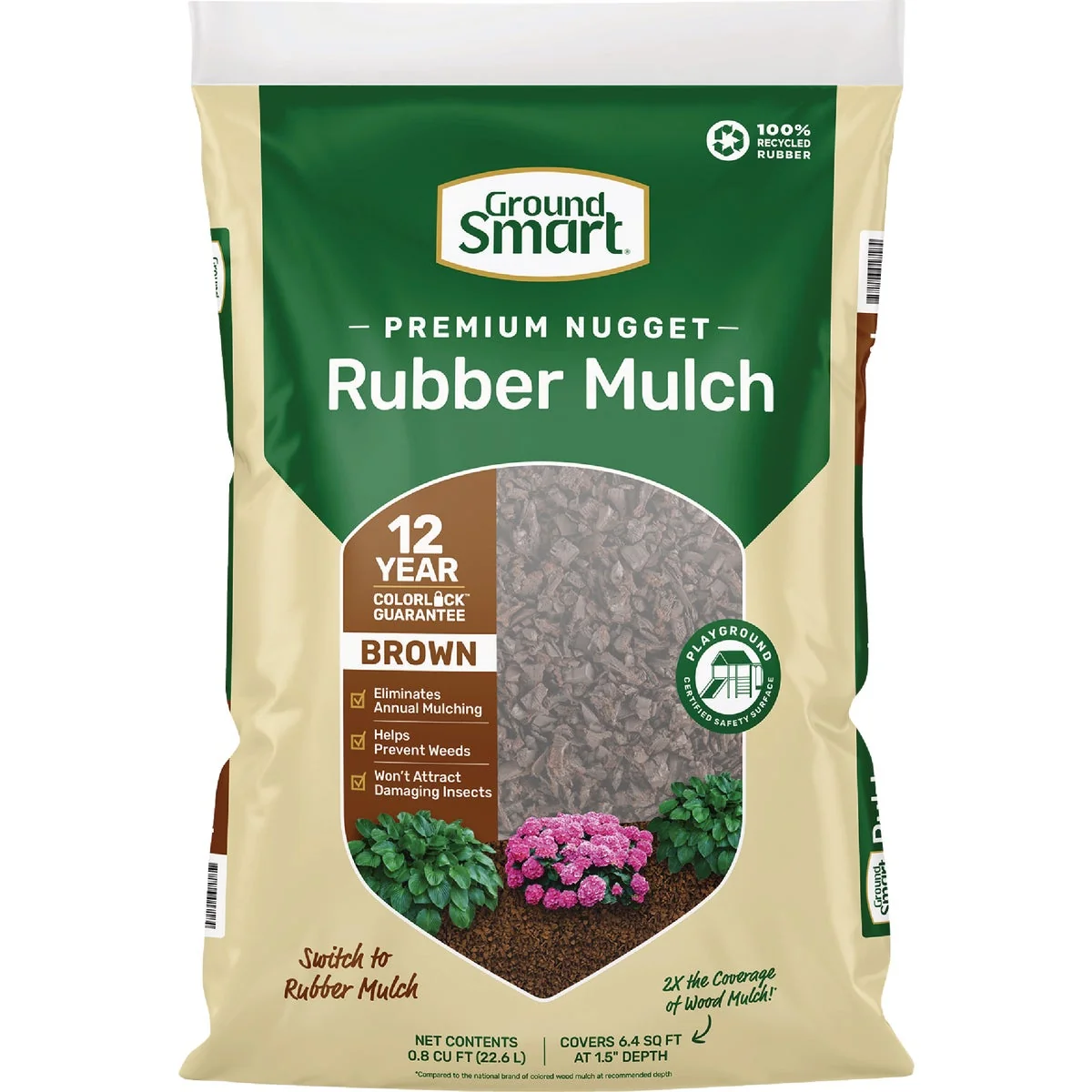 Responsible GroundSmart 0.8 Cu. Ft. Brown Recycled Nugget Rubber Mulch Consistent