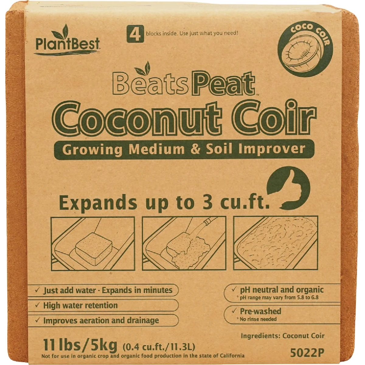 Green Plant BeatsPeat 3 Cu. Ft. Expandable Coconut Coir Easy-to-Use