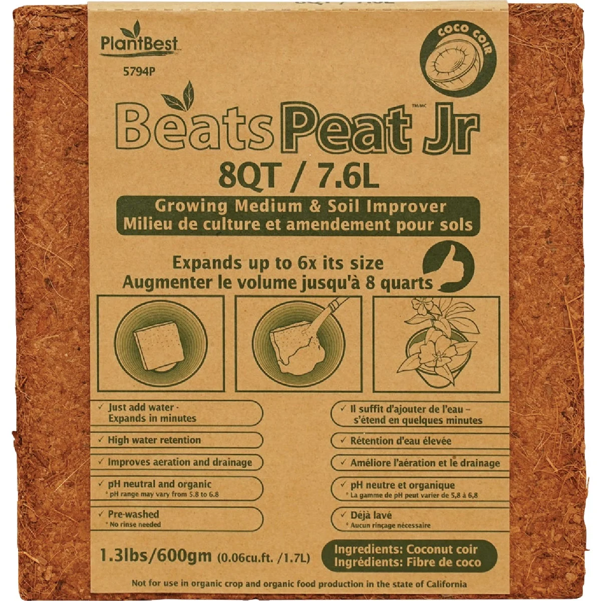 Proven Plant BeatsPeat Jr. 0.3 Cu. Ft. Coconut Coir Advanced