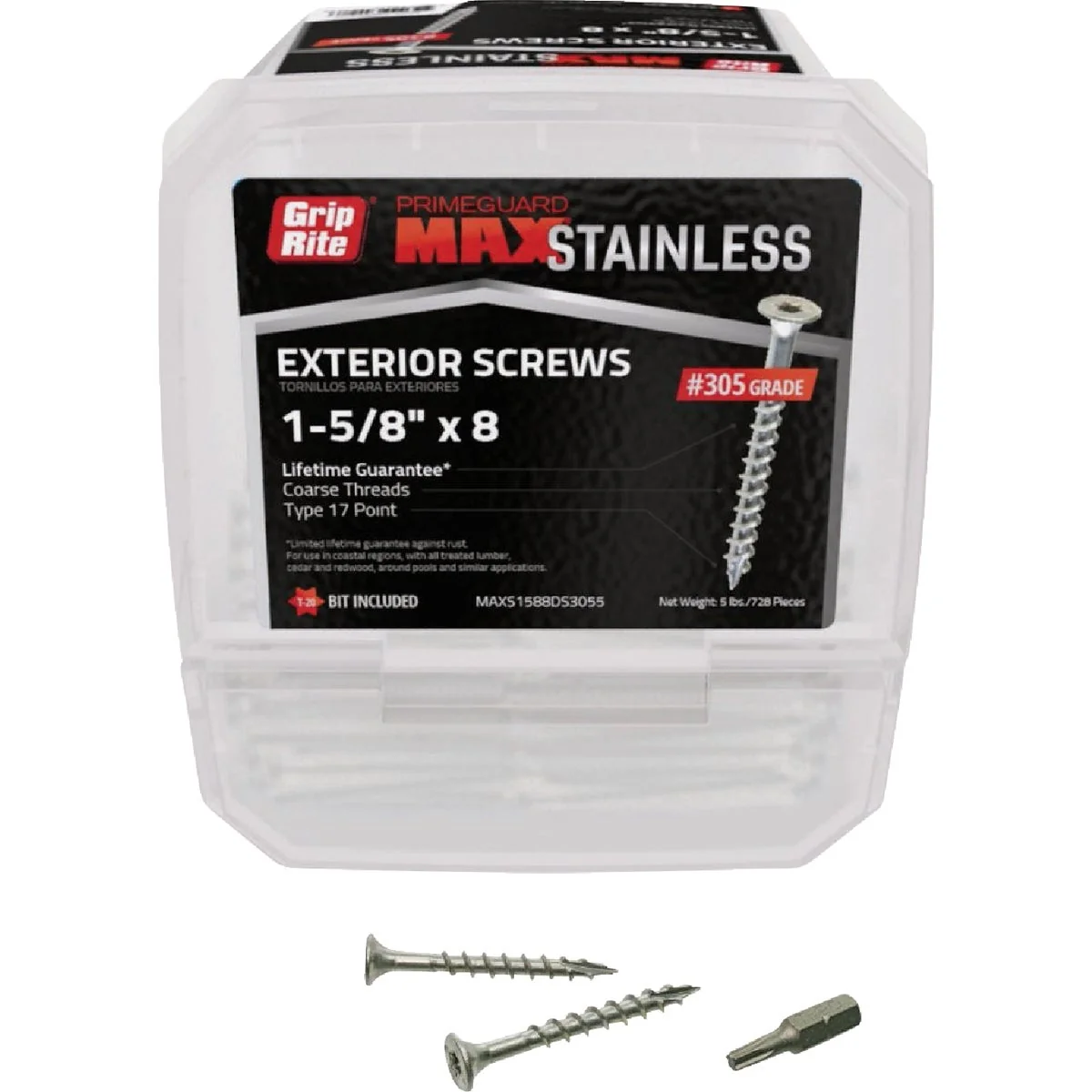Sustainable Grip-Rite Max 1-5 8 In. T17 ST20 305 Stainless Steel Deck Screw 5 Lb. Authentic