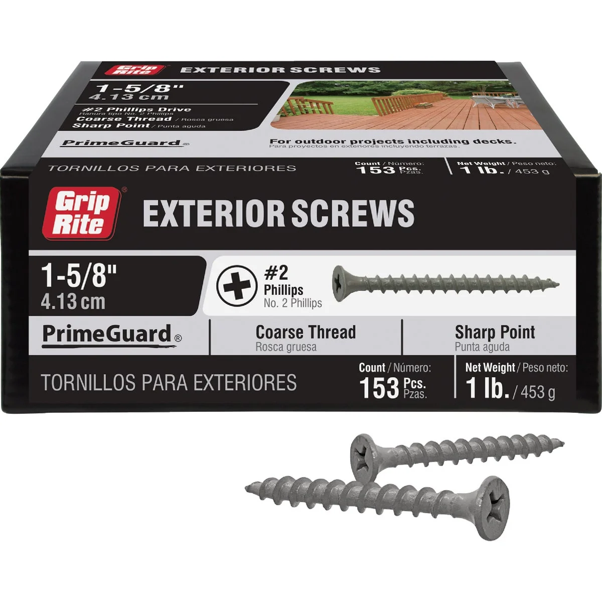 Minimalist Grip-Rite PrimeGuard Ten 1-5 8 In. Exterior Screw 1 Lb. Premium