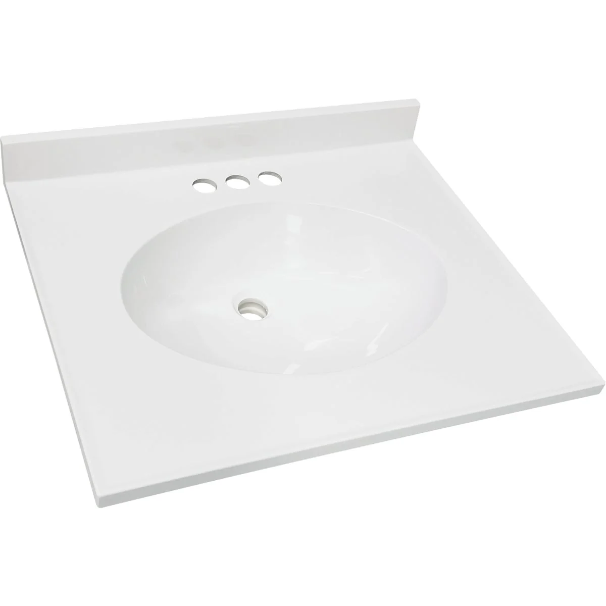 CraftMark 19 In. x 17 In. Cultured Marble Solid High Gloss White Vanity Top with Round Bowl Refined