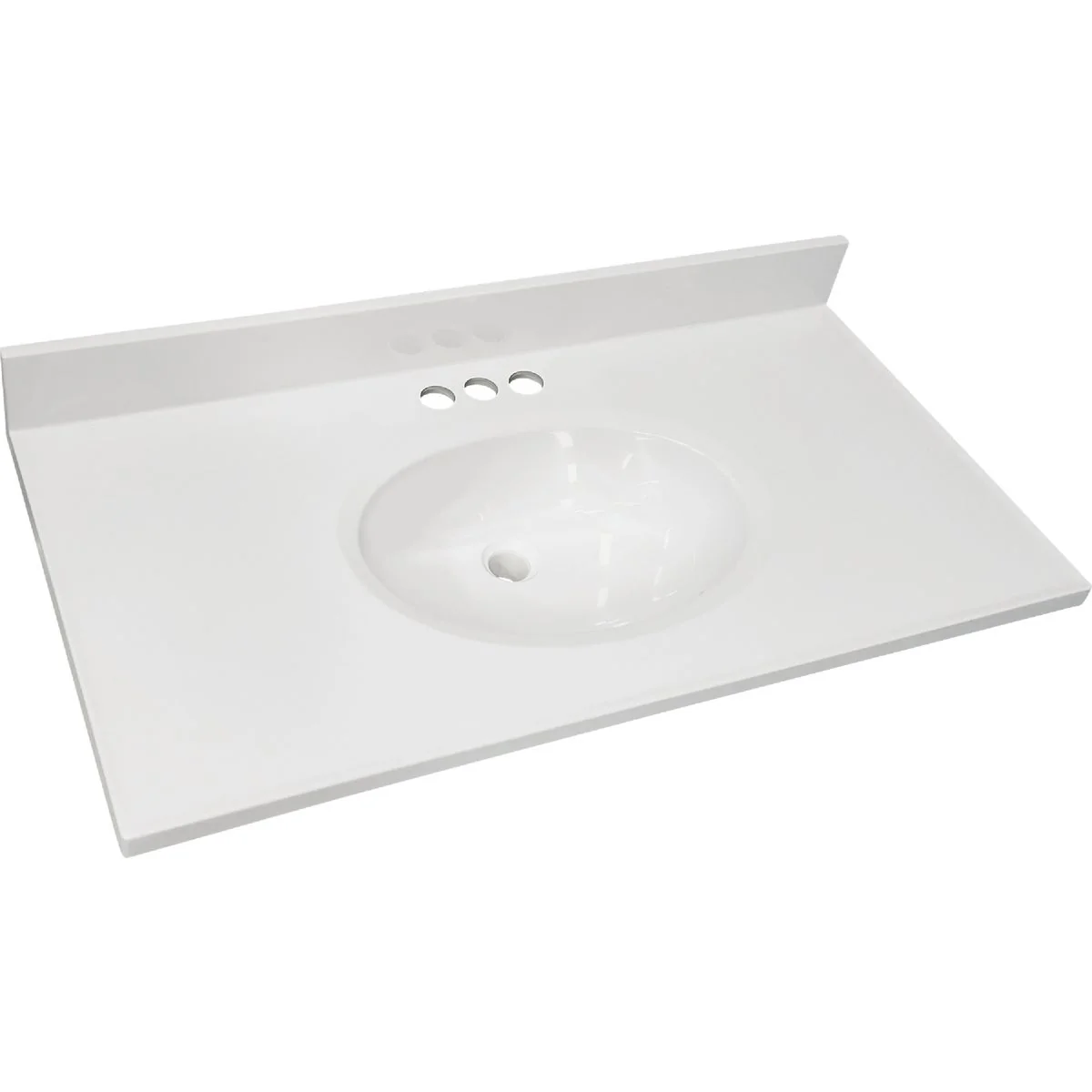 Functional CraftMark 49 In. x 22 In. Cultured Marble Solid High Gloss White Vanity Top with Round Bowl Optimized