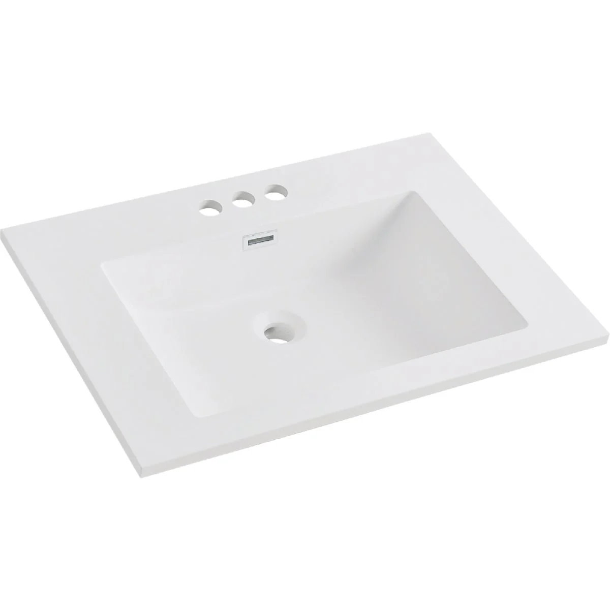 Practical CraftMark 25 In. x 22 In. Cultured Marble Solid High Closs White Vanity Top with Wave Bowl Reusable