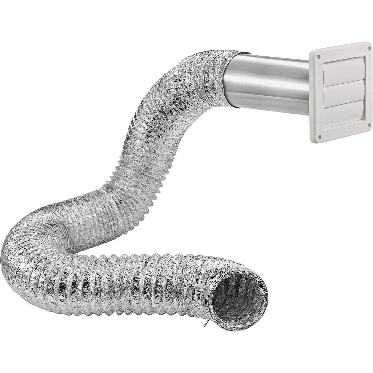 Exceptional Lambro 4 In. x 8 Ft. Air Connector White Louvered Exhaust Through-Wall Bath Fan Vent Kit 6-Piece Consistent