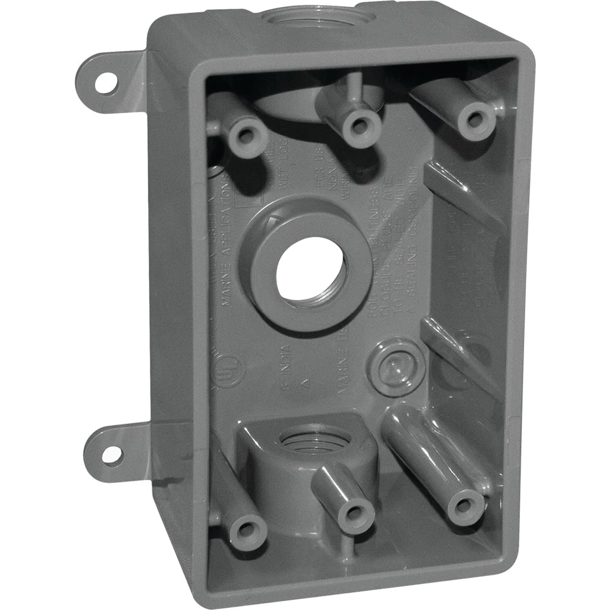 Casual Southwire Single Gang 1 2 In. 3 4 In. 3-Hole Gray Weatherproof PVC Junction Box World-Class