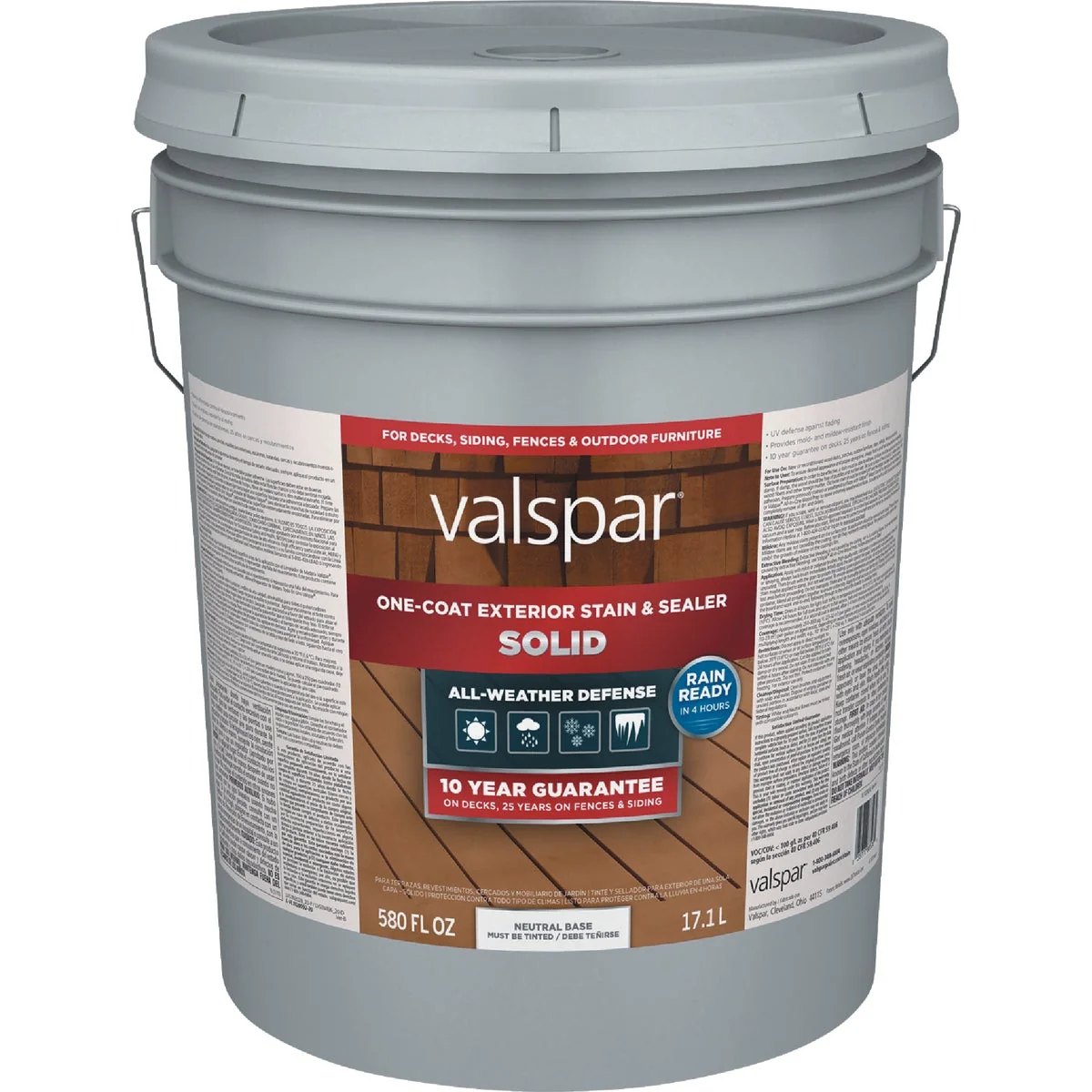 Clean Valspar Solid Deck Stain Neutral Base 5 Gal. Traditional