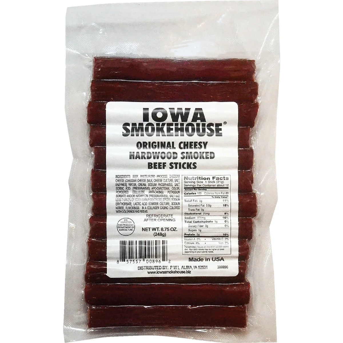 Detailed Iowa Smokehouse 8.75 Oz. Cheesy Hardwood Smoked Beef Sticks Smart