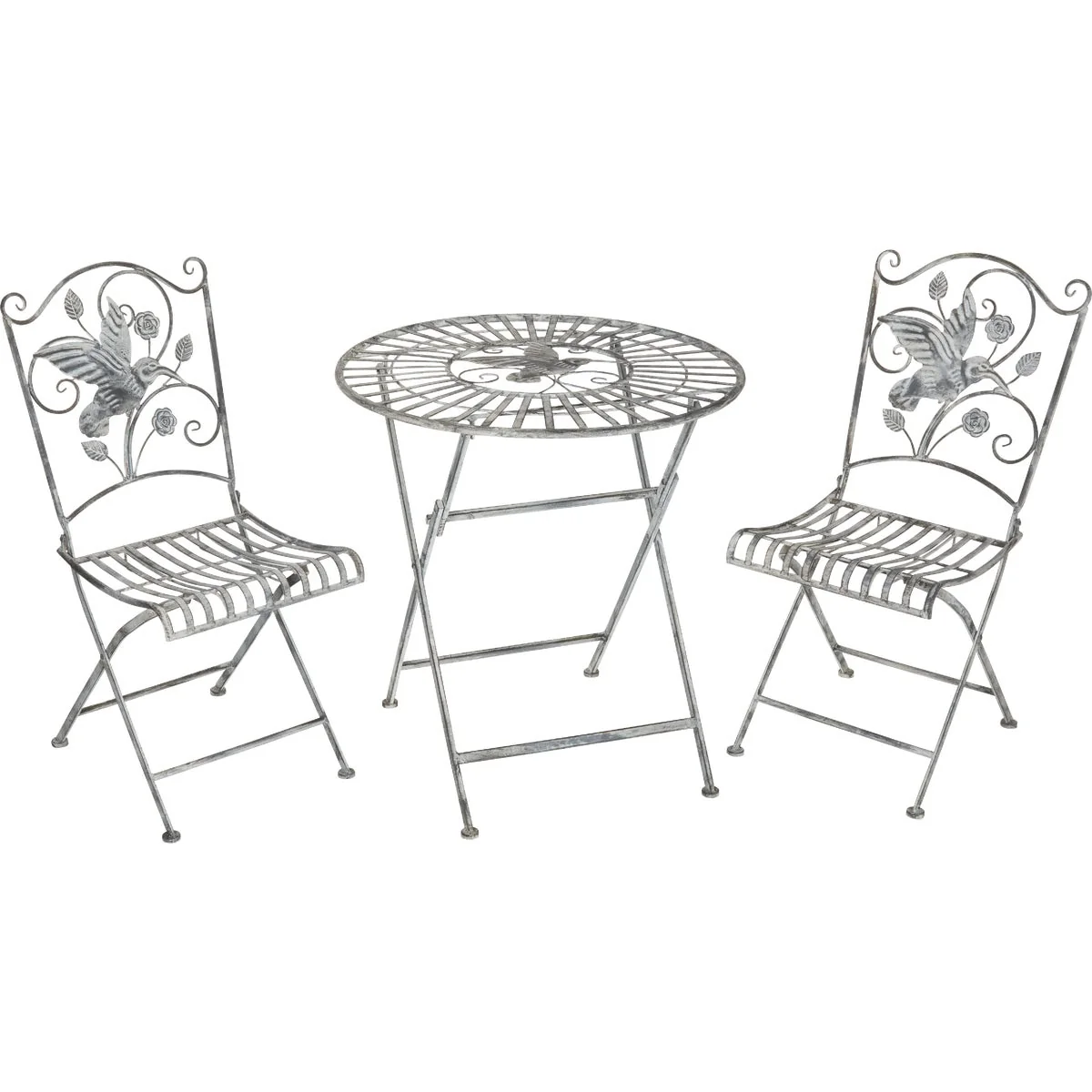 Long-Lasting Alpine 3-Piece Hummingbird Foldable Floral Bistro Set High-Grade