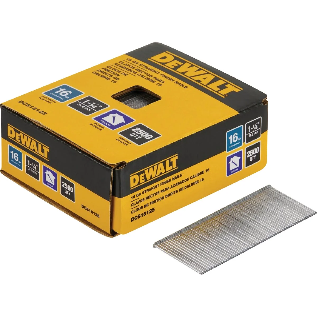 Proven DEWALT 1-1 4-In. 16-Gauge Galvanized Straight Finish Nails 2500 Ct. Environmentally Friendly