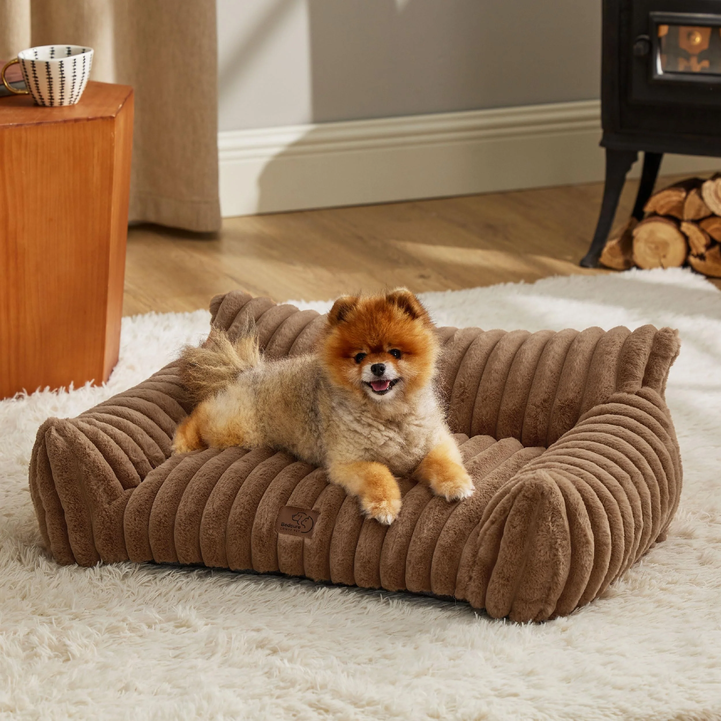 Exclusive Bedsure Cute Cat Couch – 30in Copper Brown Soft Corduroy Fleece Authentic