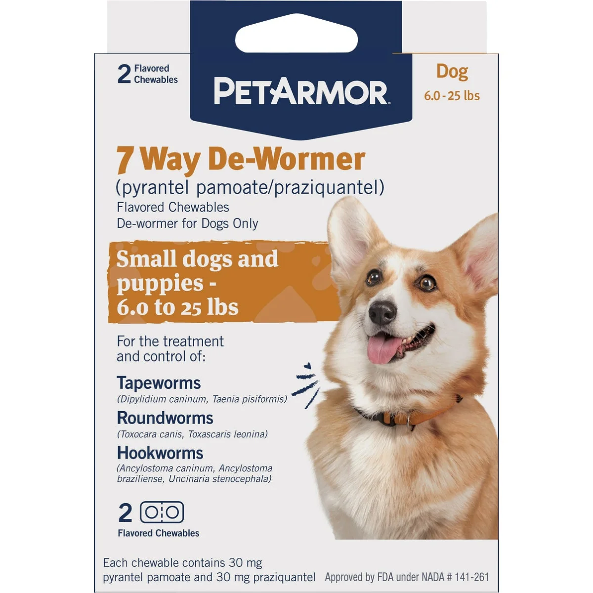 Organic PetArmor 7-Way De-Wormer for Small Dogs Puppies 2-Pack Sophisticated