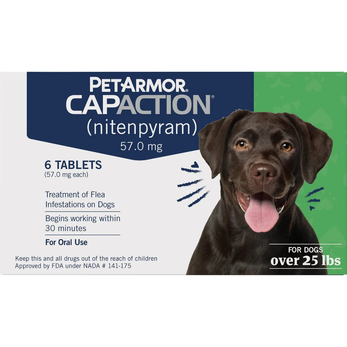 Easy-to-Use PetArmor CapAction Over 25 Lb. Dog Flea Tabs 6-Pack Green