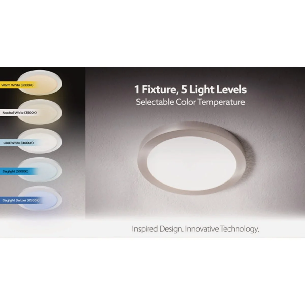 First-Class Feit Electric Edge-Lit 11 In. White Round 6-Way LED Flush Mount Light High-End