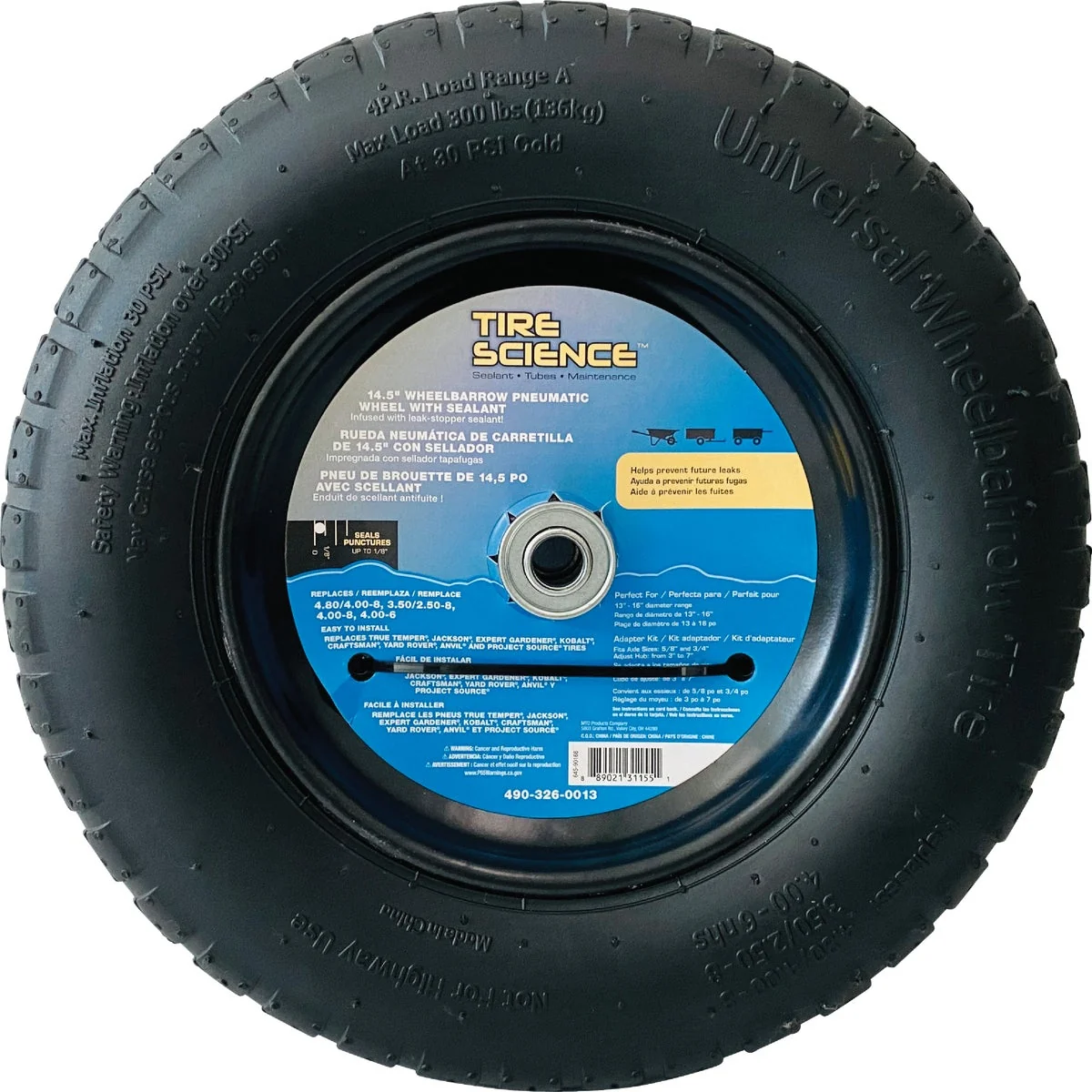 Pure Tire Science 14.5 in. Air-Filled with Tire Sealant Wheelbarrow Wheel Selected