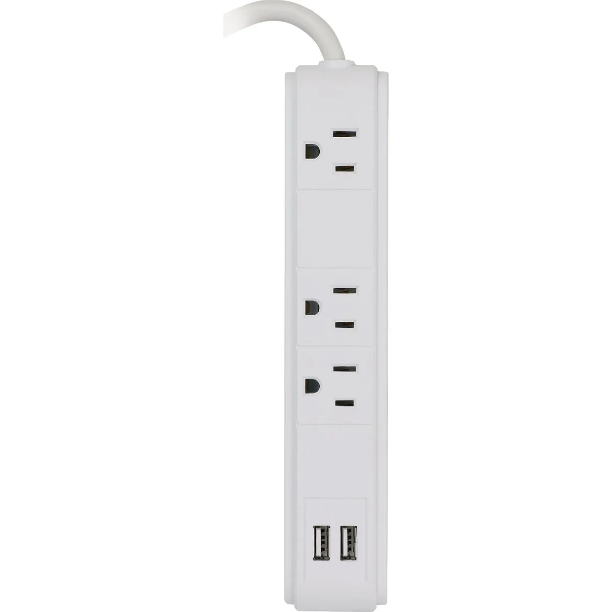 Environmentally Friendly Prime Wire Cable 3-Outlet 2-USB-A 300J White Surge Strip with 2.5 Ft. Cord Smooth