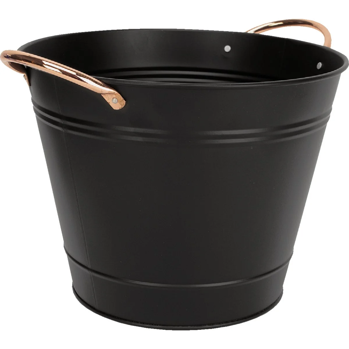 Practical Panacea 10 In. Round Steel Black Modern Farmhouse Washtub Planter World-Class