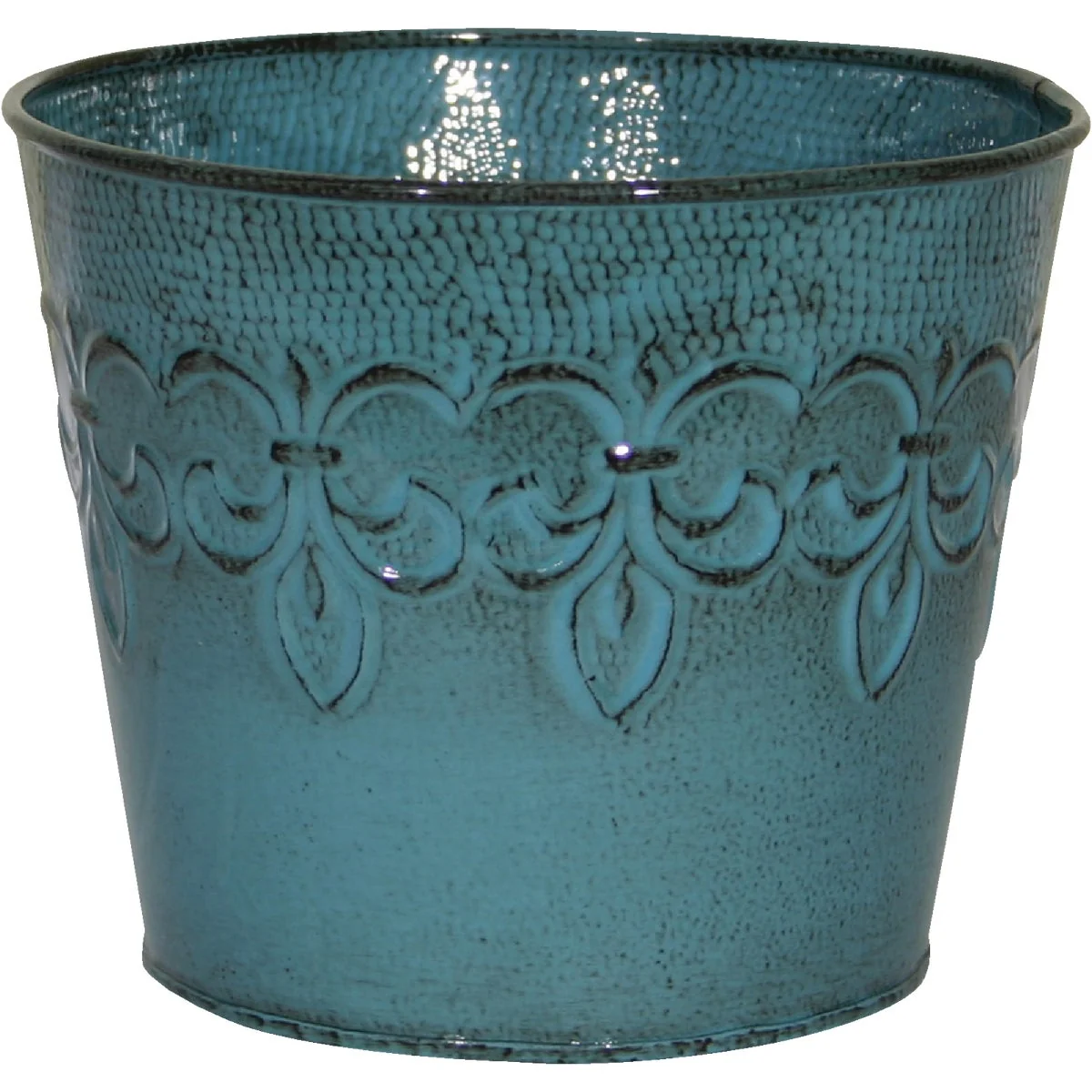Green Robert Allen Fleur De Lis 8 In. Metal Surf Blue Planter Professional