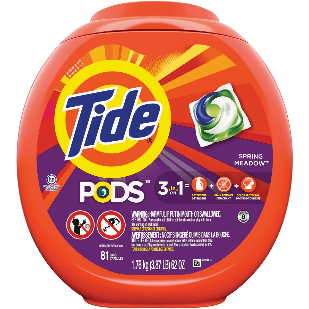 Recyclable Tide Pods Spring Meadow HE Liquid Laundry Detergent Soap Pacs 81-Count Unique