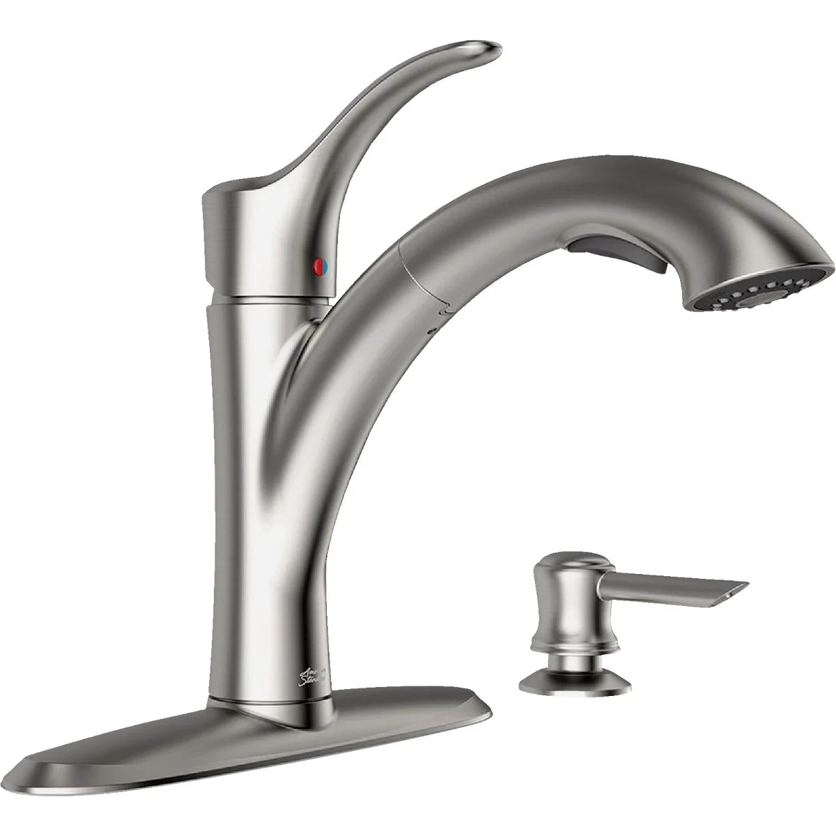 Expertly Made American Standard Mesa 1-Handle Lever Pull-Down Kitchen Faucet with Soap Dispenser Stainless Steel Functional