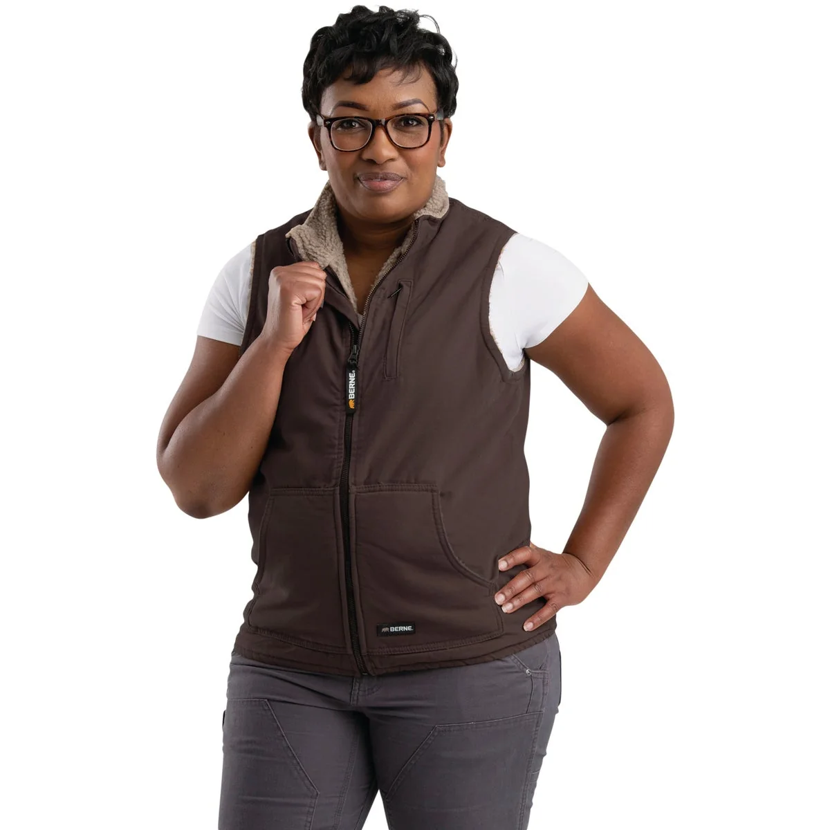 Prestigious Berne Softstone Women's XL Tuscan Sherpa-Lined Vest Genuine