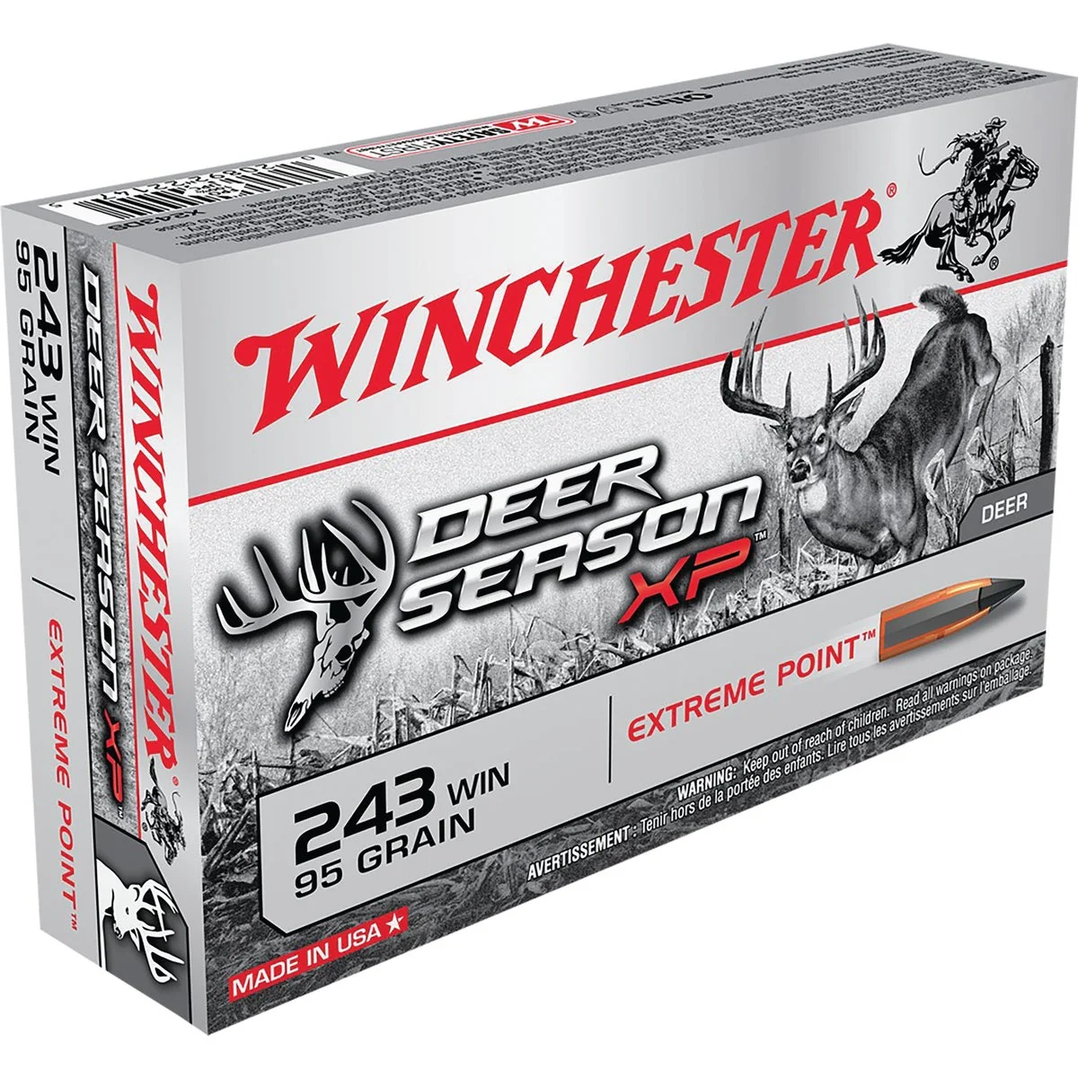 Clean Winchester Ammo Deer Season XP .243 Win 95 Grain Extreme Point Centerfire Ammunition Cartridges Innovative