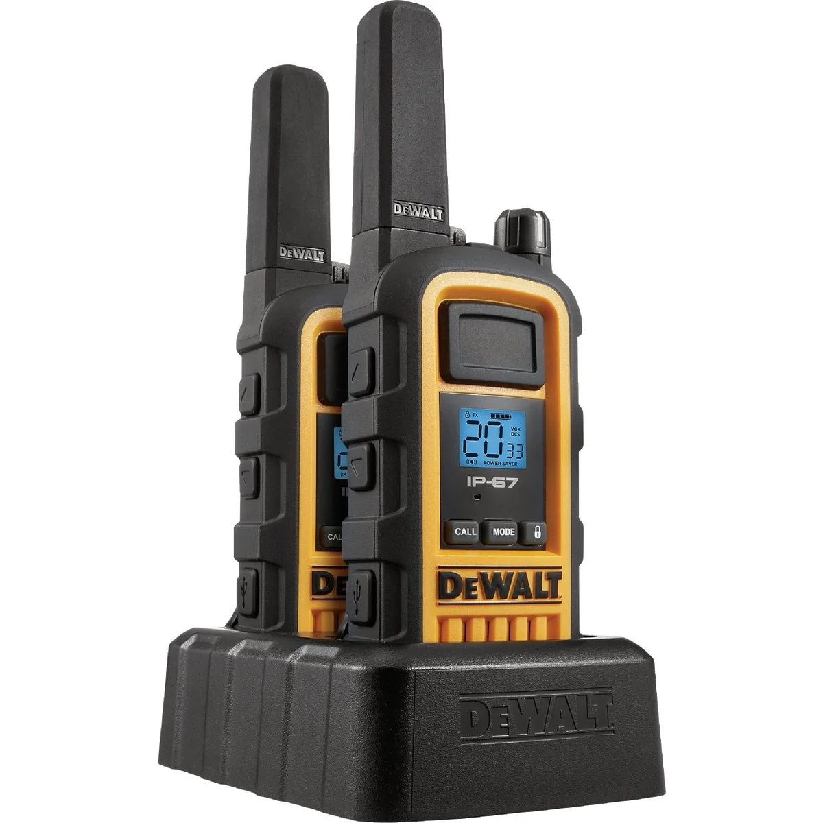Solid DEWALT 22-Channel 2W Heavy-Duty Jobsite FRS Walkie Talkie Fast