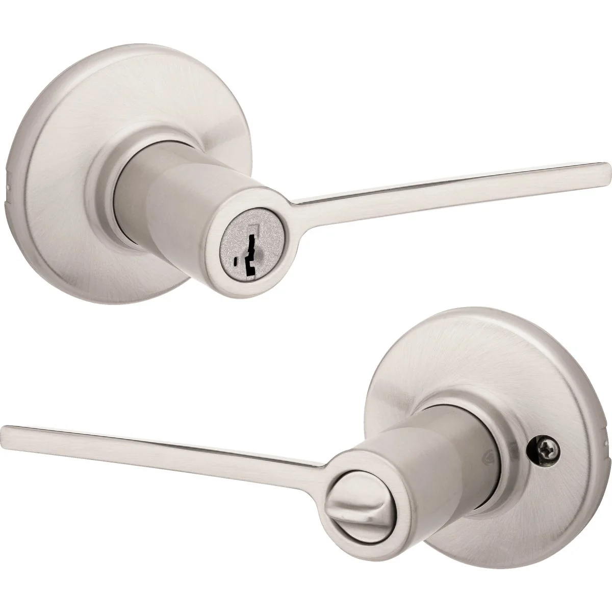 Smooth Kwikset Ladera Keyed Entry Lever SmartKey Satin Nickel Traditional