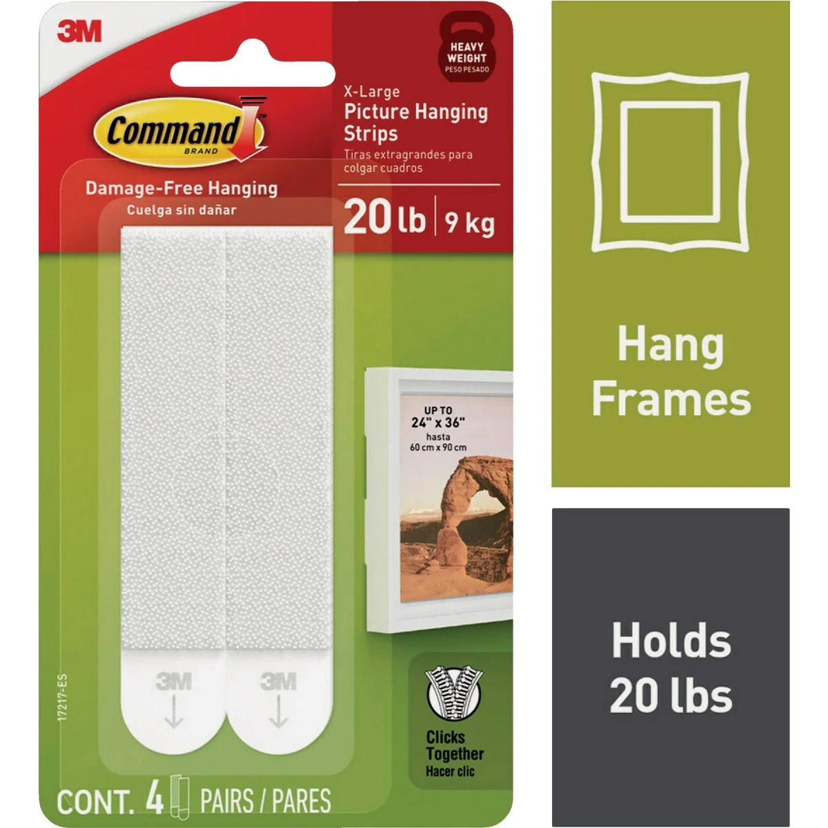 Convenient Command 20 Lb. Picture Hanging Strips White 4 Pairs Genuine