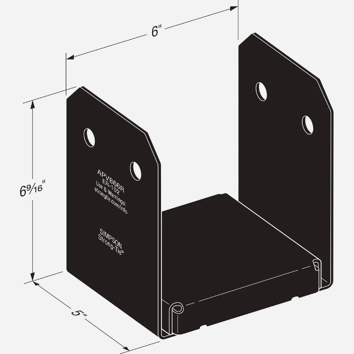 Smooth Simpson Strong-Tie 6 In. x 6 In. 16 ga Black Z-Max Post Base Next-Generation