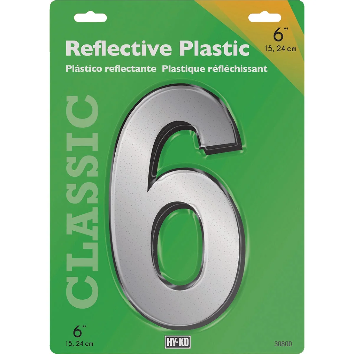 Trendy Hy-Ko 6 In. Reflective Plastic Number 6 Prestigious