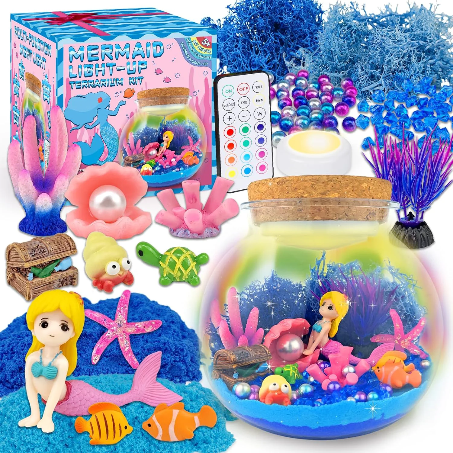 High-Performance Mermaid Terrarium Craft Kit for Kids - LED Night Light Up Remote Mermaid Birthday Gifts Toys for Girls Age 5 6 7 8 9 10 11 12 Year Old Effective