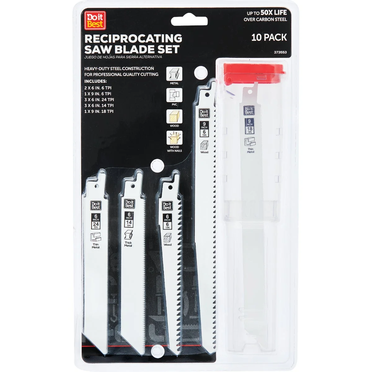 Lightweight Do it 10-Piece 6 In. to 9 In. Reciprocating Saw Blade Set Expertly Made