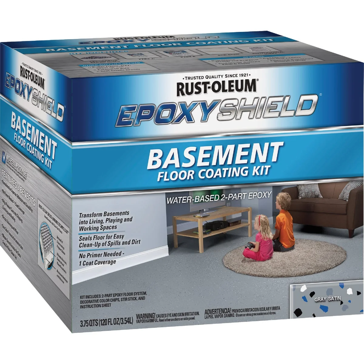 Functional Rust-Oleum Epoxyshield 120 Oz. Satin Gray Basement Floor Coating Kit Refined