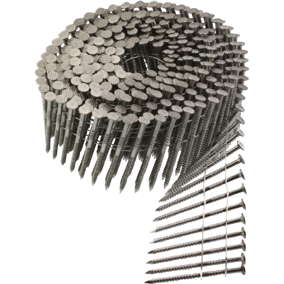 Recyclable Simpson-Strong Tie 2-1 4 In. x 0.092 In. 15 Degree Wire Weld Full Round Head Ring Shank 304 Stainless Steel Coil Siding Nail 3600 Ct. Proven
