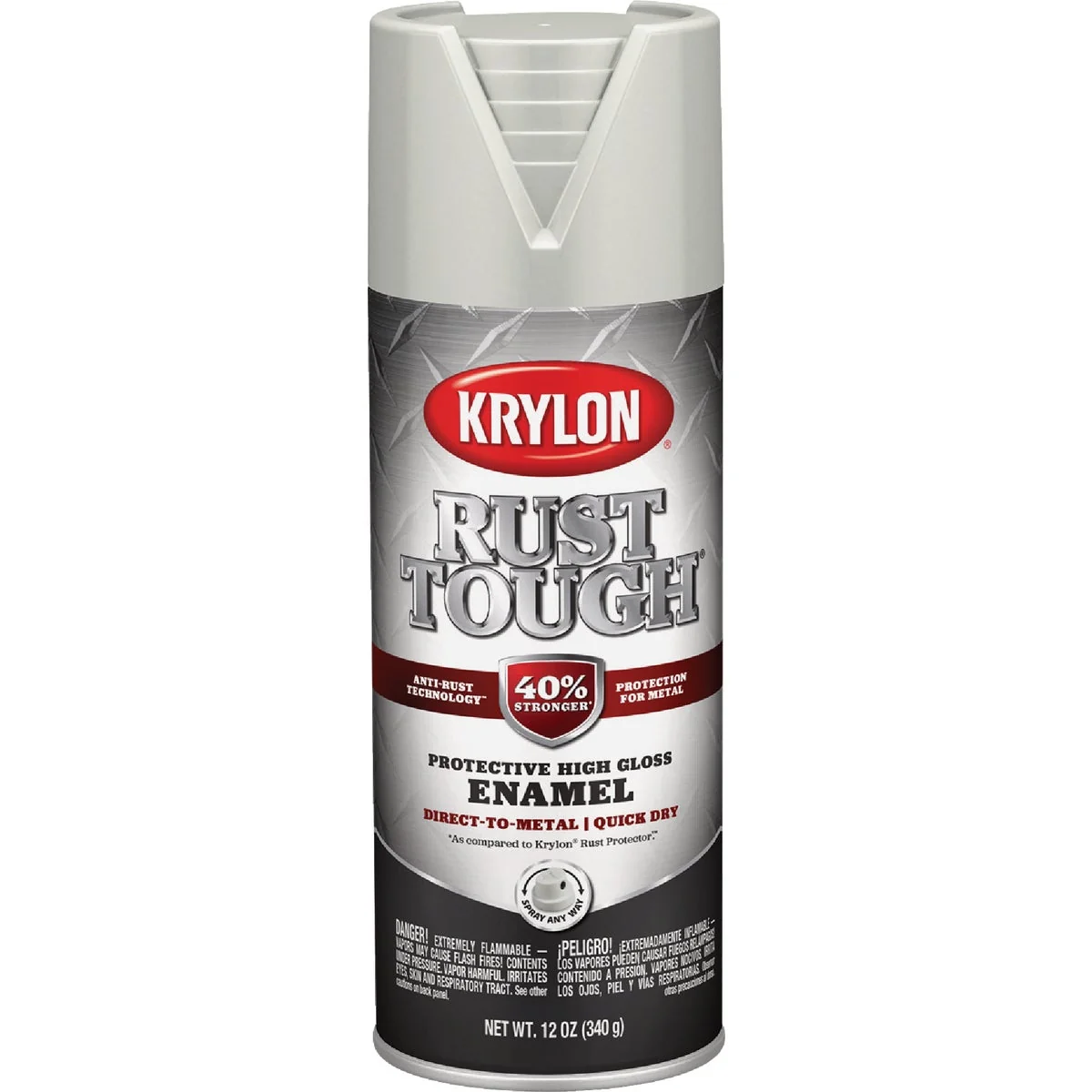 Genuine Krylon Rust Tough 12 Oz. Gloss Alkyd Enamel Spray Paint Light Gray Premium Material
