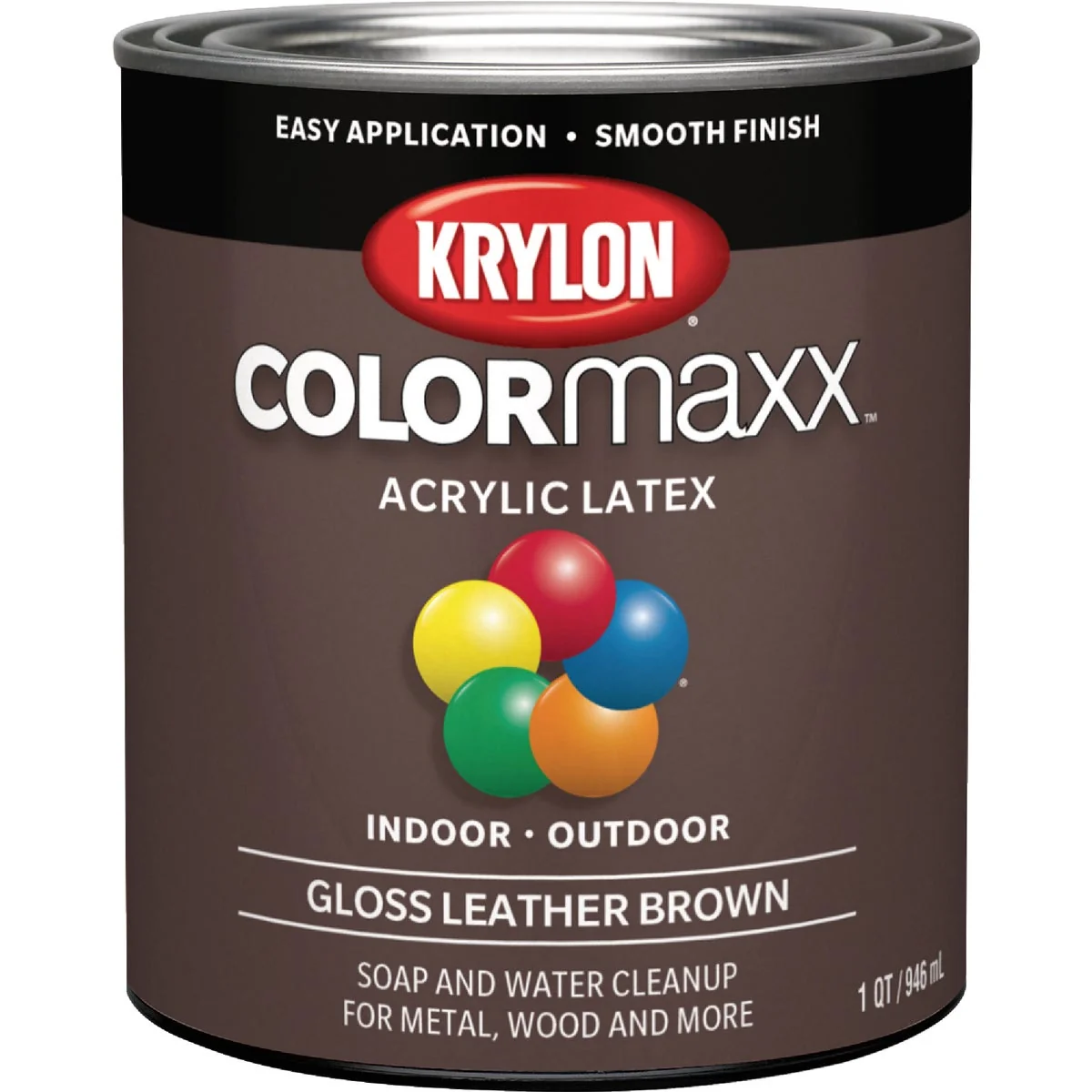 Premium Krylon ColorMaxx Gloss Interior Exterior Wall Paint Leather Brown 1 Qt. Smart