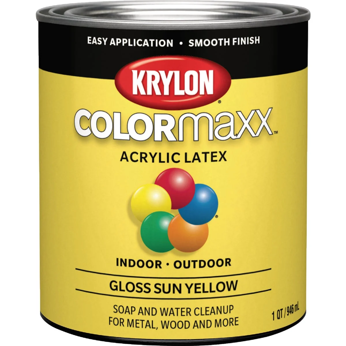 Soft Krylon ColorMaxx Gloss Interior Exterior Wall Paint Sun Yellow 1 Qt. Breathable