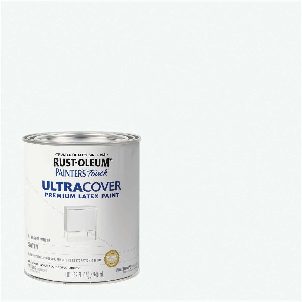 Durable Rust-Oleum Painter's Touch 2X Ultra Cover Satin Premium Latex Paint Blossom White 1 Qt. Refined