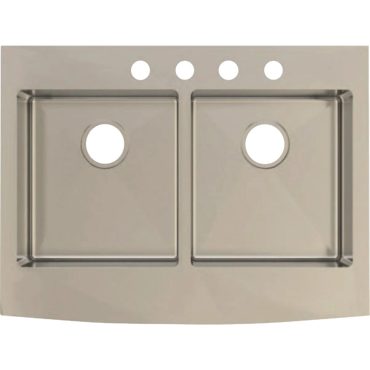 Practical CMI Double Bowl 33 In. x 25 In x 8 In. Stainless Steel Curved Front Apron Farm Sink Exceptional