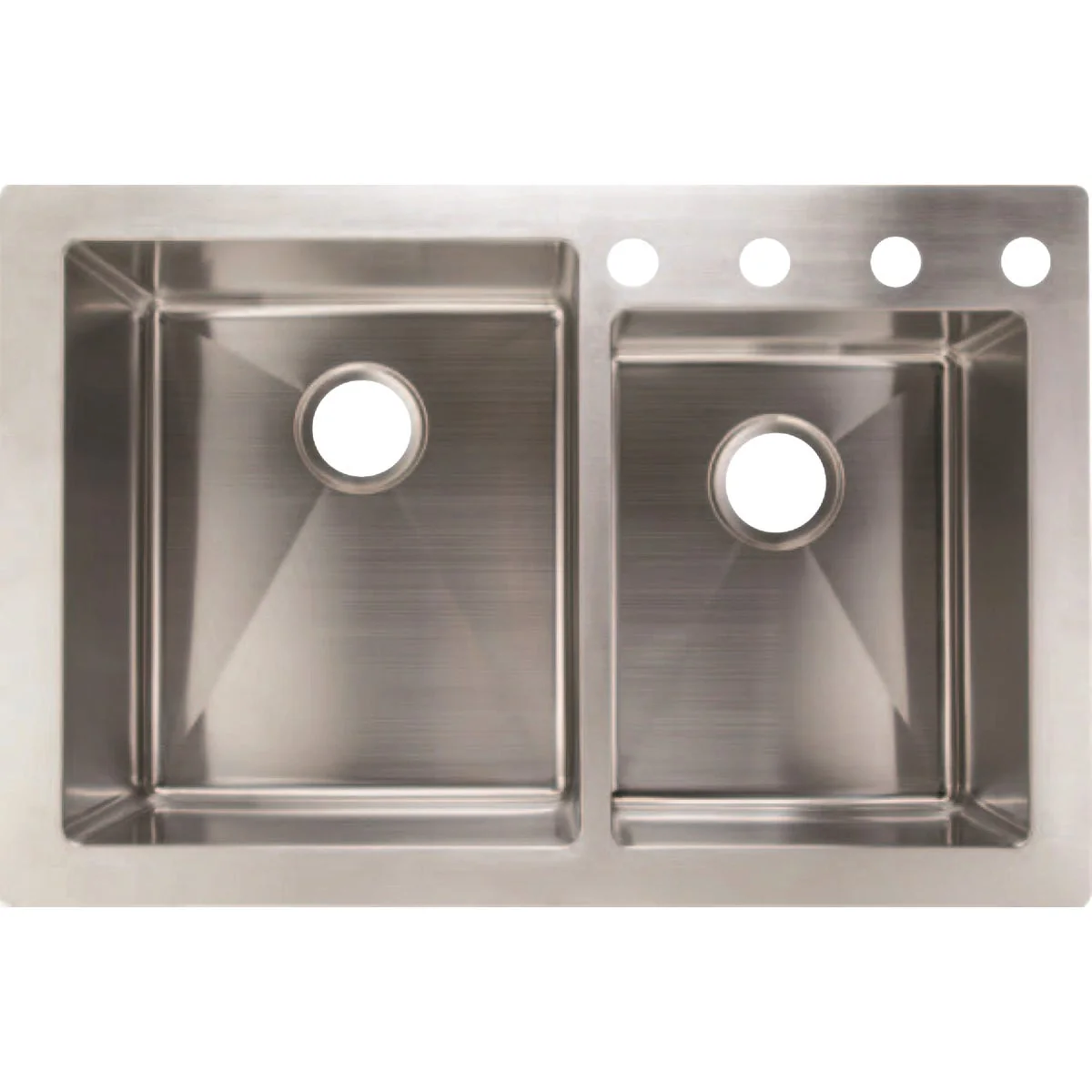Enhanced CMI 60 40 Double Bowl 33 In. x 22 In. x 9 In. Stainless Steel Dual Mount Offset Kitchen Farm Sink Flexible