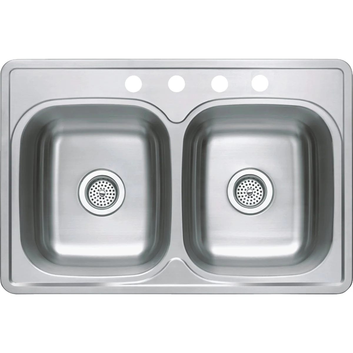Optimized CMI 33 In. x 22 In. x 6 In. Double Bowl Stainless Steel Top Mount Kitchen Sink Professional