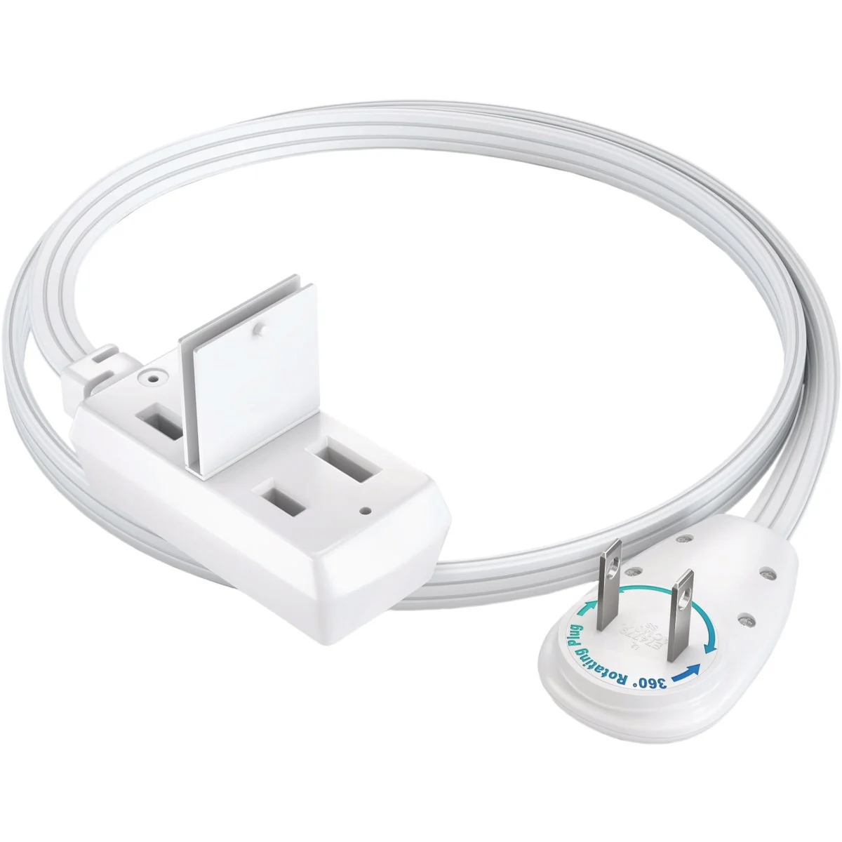 Professional Maximm 1 Ft. 16 2 White 3-Outlet 360 Deg. Rotating Plug Extension Cord with Cover Optimized