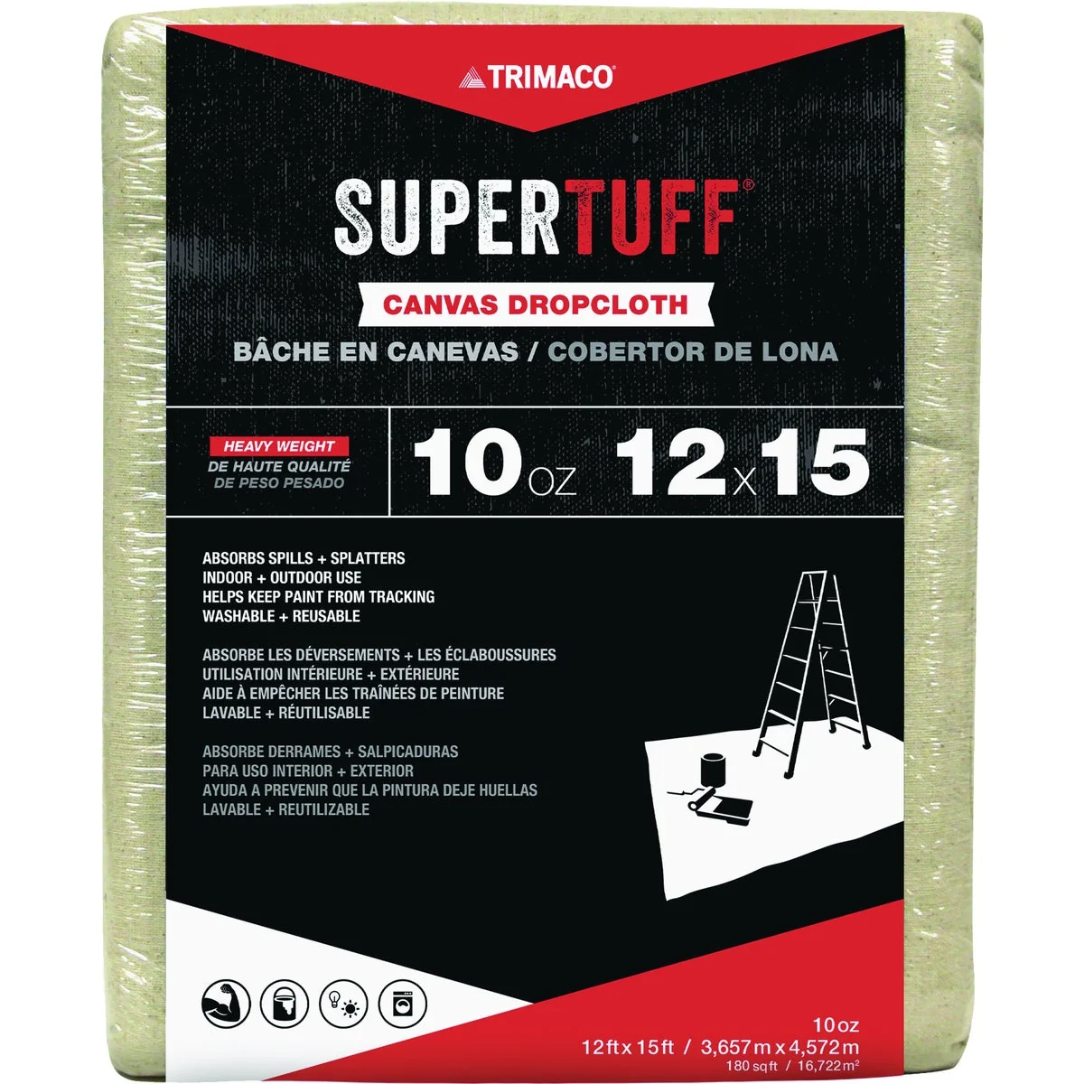 Eco-Friendly Trimaco SuperTuff 10 Oz. 12 Ft. x 15 Ft. Heavyweight Canvas Drop Cloth Sophisticated