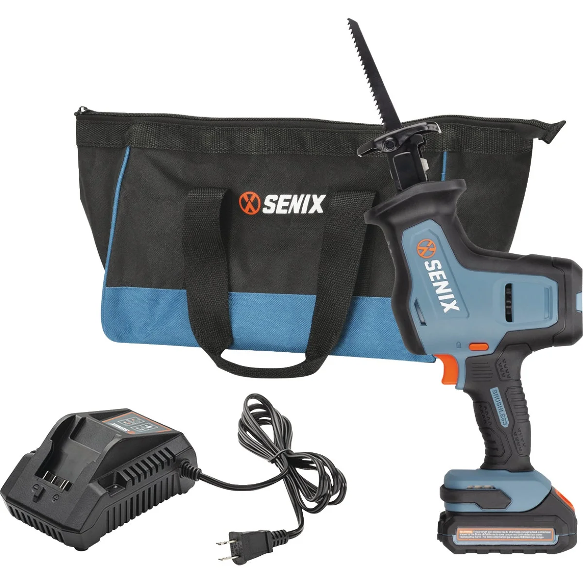 Genuine Senix 20 Volt Max Brushless Compact Cordless Reciprocating Saw Kit with 2.0 Ah Battery Charger Lightweight