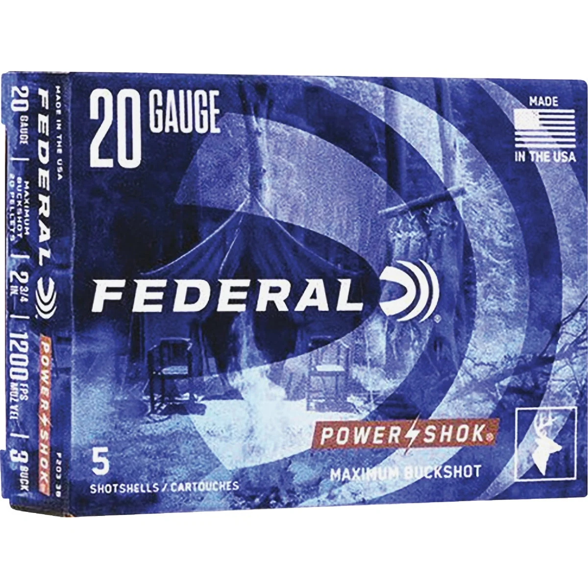 High-Grade Federal Power-Shok F2033B 20 ga 3 Buckshot Ammunition Top-Quality