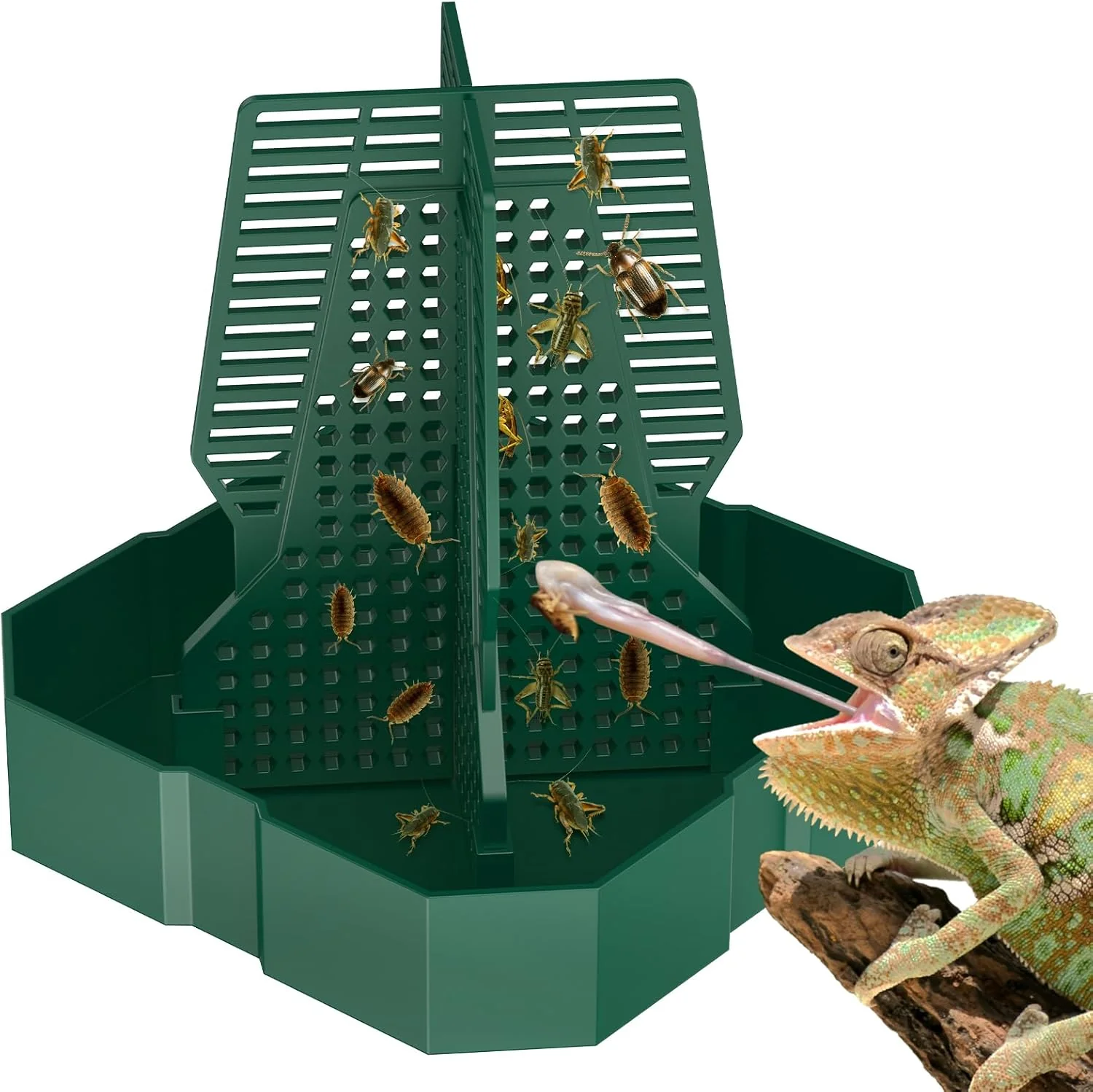 Modern Pawfly Chameleon Feeding Bowl Climbable Chameleon Feeder Large Plastic Reptile Feeder Box Bearded Dragon Food Container Bug Bowl for Lizards Geckos and Frogs Easy-to-Use