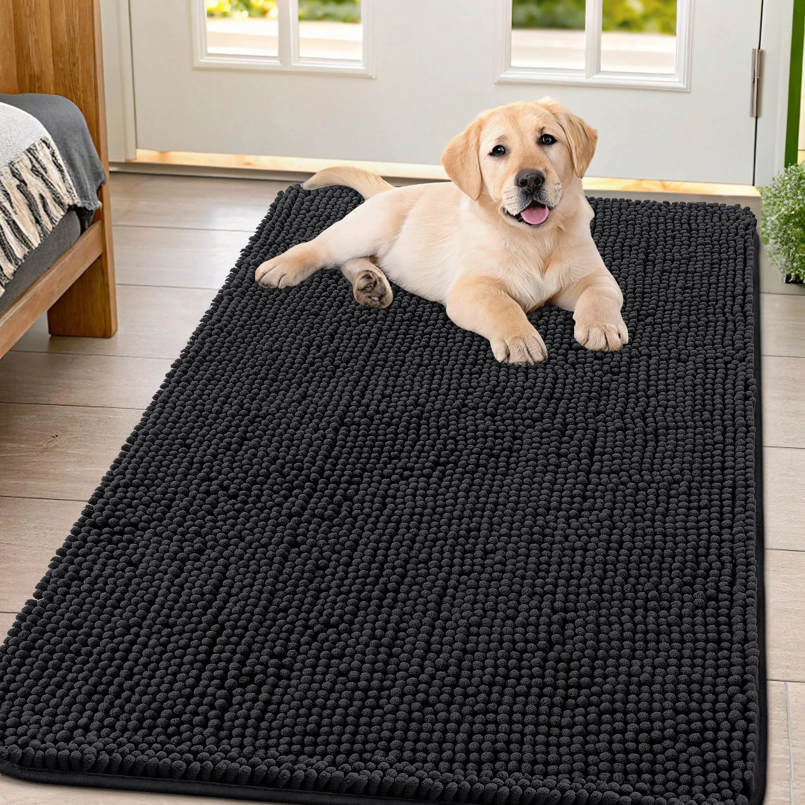 Outstanding Smiry Dog Door Mat for Muddy Paws 47x32 – Absorbs Moisture Dirt Non-Slip Indoor Entryway Mat Practical